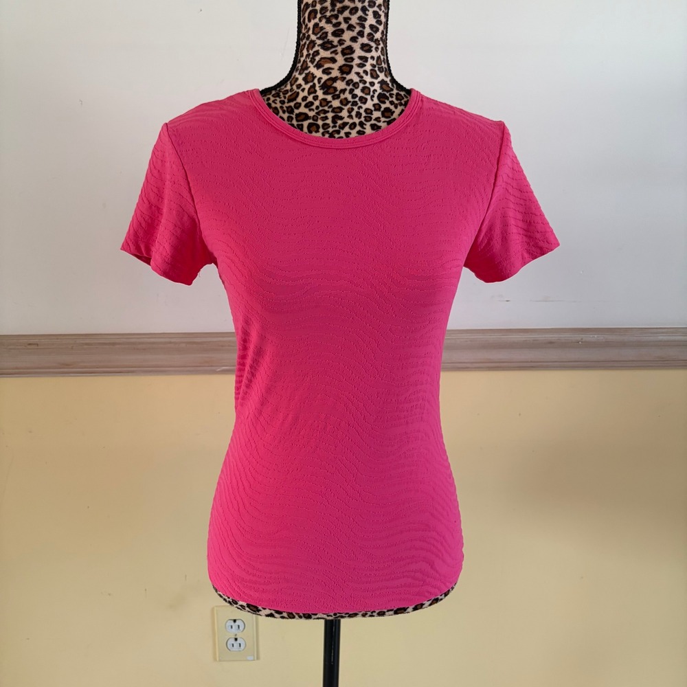 J.McLaughlin Unique Animal Print Pink Textured Catalina Cloth Top Jacquard XS